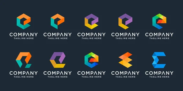 Zestaw Kreatywnych Liter Szablon Projektu Logo Ikony Dla Biznesu Cyfrowego — Wektor stockowy