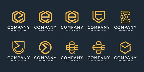 Set Van Monogram Creatieve Letter Logo Design Template Iconen Voor — Stockvector