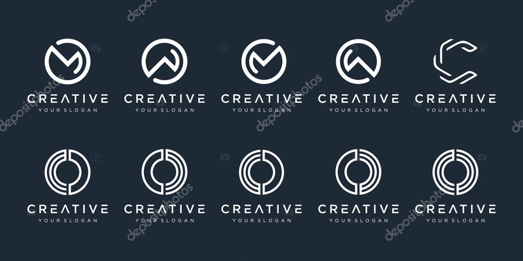Set of creative monogram logo design template. icons for business of luxury, elegant, simple.