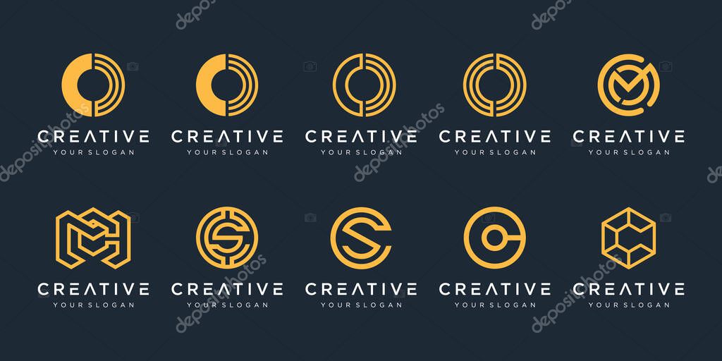 Set of creative monogram logo design template. icons for business of luxury, elegant, simple.