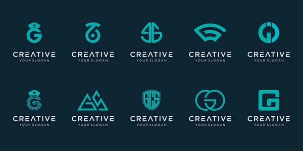 Ensemble Lettre Initiale Abstraite Modèle Logo Icônes Pour Les Affaires — Image vectorielle