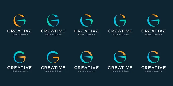 Conjunto Carta Inicial Abstracta Logo Plantilla Iconos Para Negocios Moda — Vector de stock