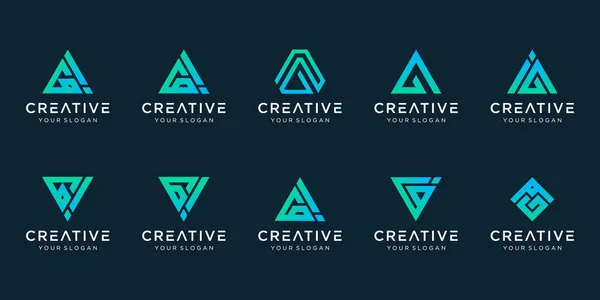 Set Creatief Abstract Monogram Logo Ontwerp — Stockvector