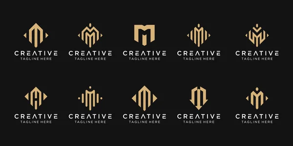 Набор Абстрактных Начальных Букв Шаблона Логотипа Иконки Бизнеса Моды Технологии — стоковый вектор