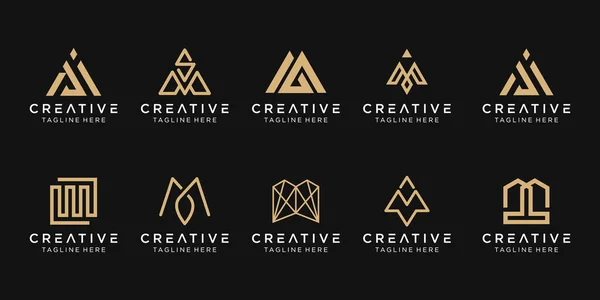Conjunto Abstrato Inicial Letra Logotipo Modelo Ícones Para Negócios Moda —  Vetores de Stock