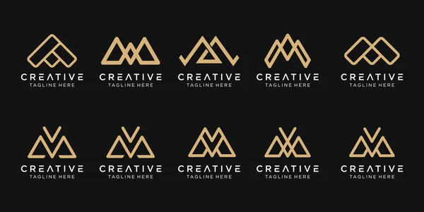 Conjunto Carta Monograma Abstracta Plantilla Logotipo Iconos Para Negocios Moda — Vector de stock