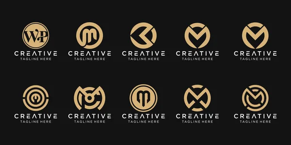 Soyut monogram M harfi logo şablonu seti. Moda, spor, otomotiv, basit iş simgeleri.