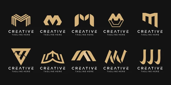 Uppsättning Abstrakt Monogram Bokstav Logotyp Mall Ikoner För Företag Inom — Stock vektor