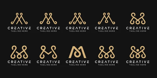 Набор Абстрактной Монограммы Шаблона Логотипа Иконы Бизнеса Моды Роскоши Просто — стоковый вектор