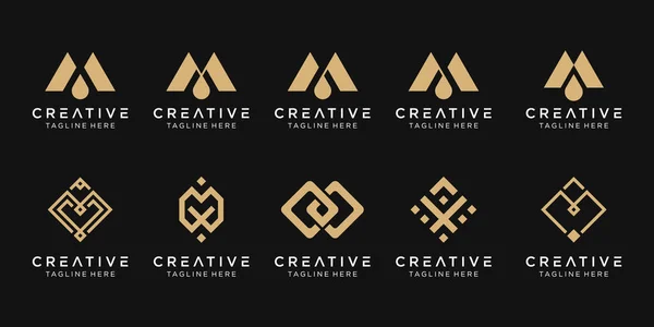 Conjunto Abstrato Monograma Letra Logotipo Modelo Ícones Para Negócios Moda —  Vetores de Stock