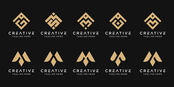 Set Abstract Letter Logo Template Icons Business Fashion Sport Pixel — Stock Vector
