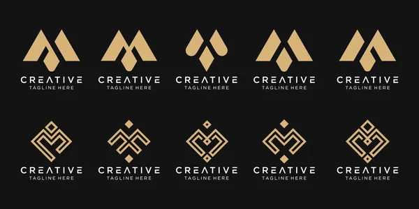 Conjunto Plantilla Logotipo Inicial Monograma Abstracto Iconos Para Negocios Moda — Vector de stock