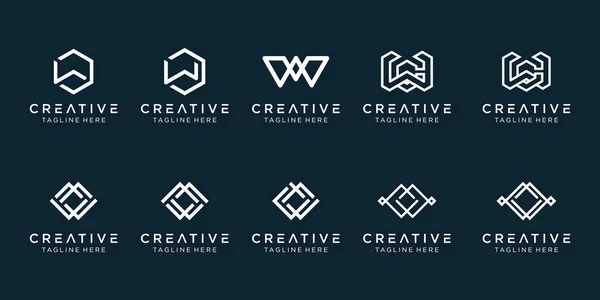 Σύνολο Δημιουργικού Μονογράμματος Αρχικό Πρότυπο Σχεδιασμού Λογότυπου Εικονίδια Για Τις — Διανυσματικό Αρχείο