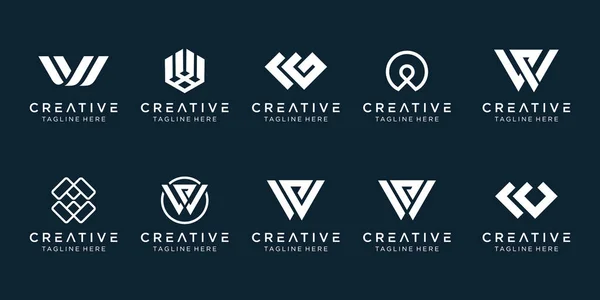 Koleksiyon baş harfleri W logo tasarım şablonu. Moda, dijital, teknoloji, basit iş simgeleri.