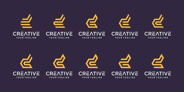 Conjunto Plantilla Inicial Abstracta Logo Iconos Para Negocios Moda Digital — Vector de stock
