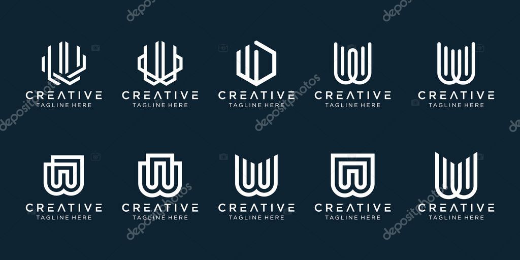 Collection initials W logo design template. icons for business of fashion, digital, technology, simple.