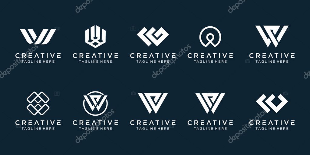 Collection initials W logo design template. icons for business of fashion, digital, technology, simple.
