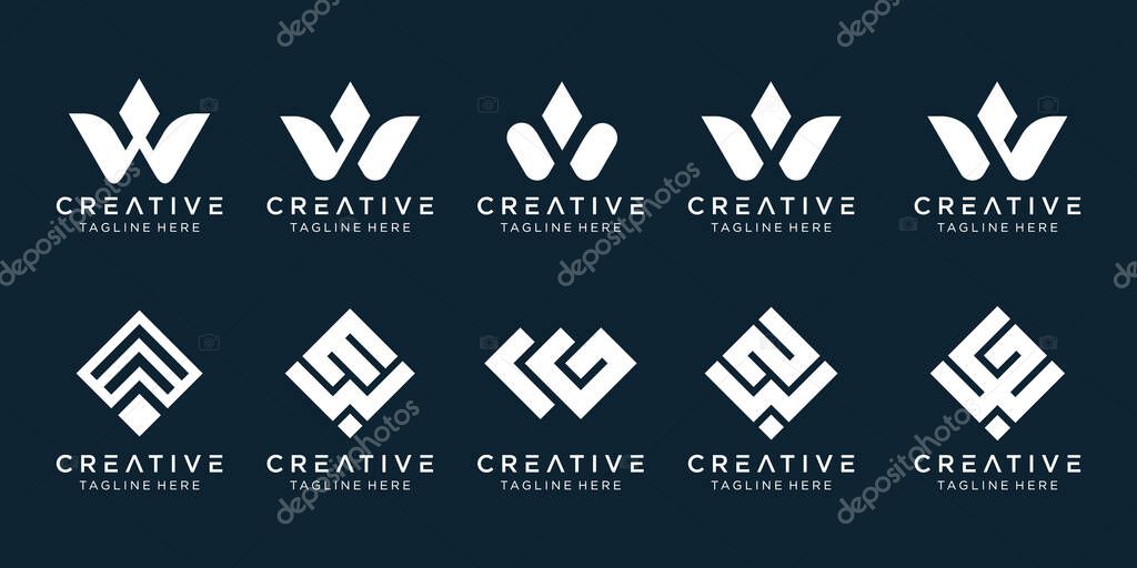 Collection initials W logo design template. icons for business of fashion, sport, technology, simple.