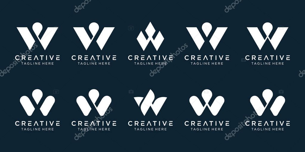 Collection initials W logo design template. icons for business of fashion, sport, simple.