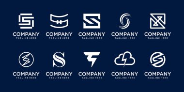 İlk harf S SS logo tasarım şablonu koleksiyonu. Moda, spor, otomotiv ve teknolojinin simgeleri.