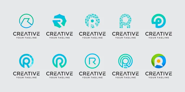 Set Van Collectie Beginletter Logo Template Iconen Voor Het Bedrijfsleven — Stockvector