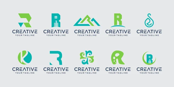 Set Van Monogram Initiele Letter Logo Template Iconen Voor Het — Stockvector