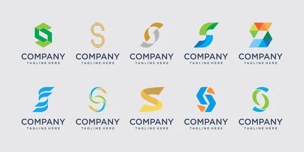 Conjunto Abstrato Inicial Letra Logotipo Modelo Design Ícones Para Negócios — Vetor de Stock