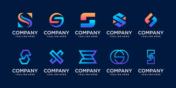 Uppsättning Insamlingsbrev Logotypen Designmall Ikoner För Företag Inom Mode Sport — Stock vektor
