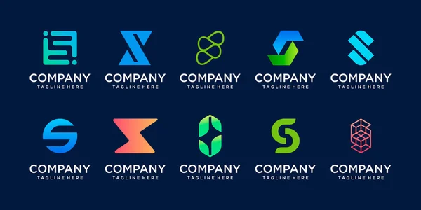 Set Raccolta Iniziale Lettera Logo Modello Design Icone Business Della — Vettoriale Stock