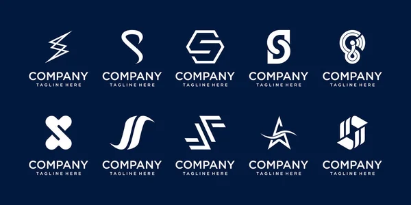 Conjunto Coleção Inicial Letra Logotipo Modelo Design Ícones Para Negócios —  Vetores de Stock