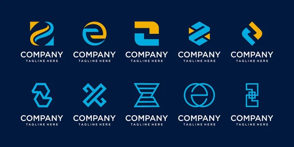 Набір Початкової Літери Шаблон Дизайну Логотипу Іконки Бізнесу Моди Цифрових — стоковий вектор
