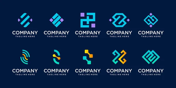Набір Початкової Літери Шаблон Дизайну Логотипу Іконки Бізнесу Моди Цифрових — стоковий вектор