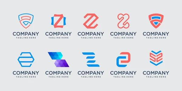 stock vector Set of collection initial letter Z logo design template. icons for business of fashion, digital, technology.