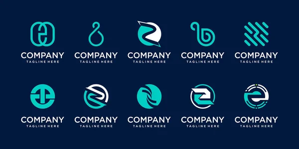 Uppsättning Samling Första Bokstaven Logotyp Design Mall Ikoner För Företag — Stock vektor