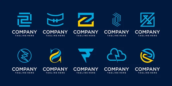 Design Conjunto Coleção Inicial Letra Logotipo Modelo Ícones Negócios Moda — Vetor de Stock