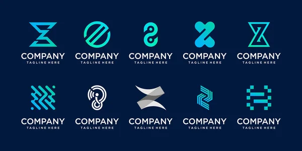 Conjunto Coleção Inicial Letra Modelo Design Logotipo Ícones Para Negócios —  Vetores de Stock