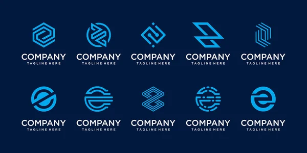 Conjunto Coleção Inicial Letra Modelo Design Logotipo Ícones Para Negócios —  Vetores de Stock