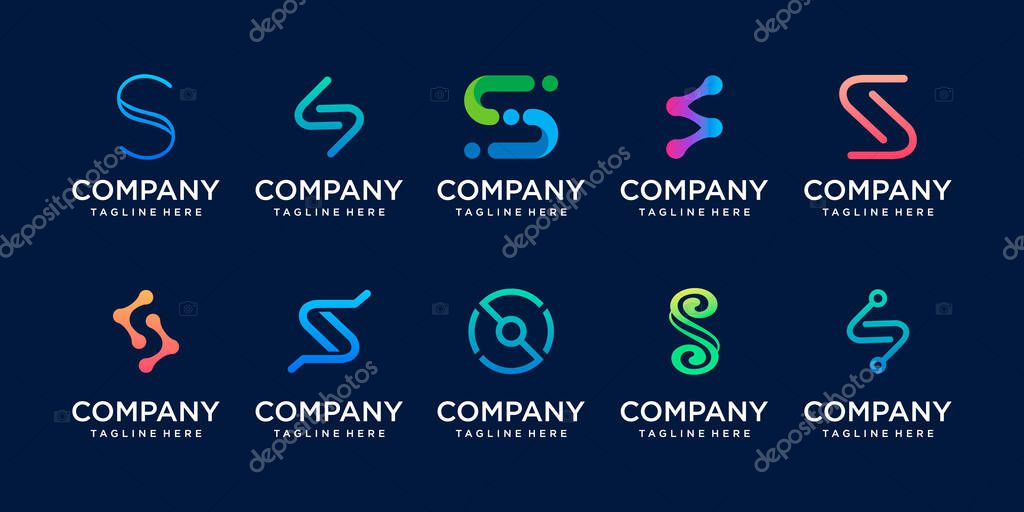 Set of collection initial letter S SS logo design template. icons for business of fashion, sport, automotive, technology digital.