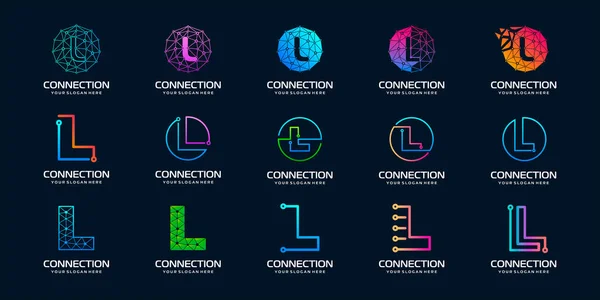 L Modern Dijital Teknoloji Logosu Tasarımı. Logo teknoloji, dijital, bağlantı, elektrik şirketi için kullanılabilir..