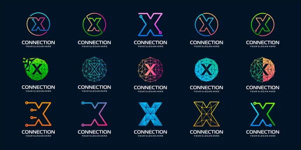 X Modern Dijital Teknoloji Logosu Tasarımı. Logo teknoloji, dijital, bağlantı, elektrik şirketi için kullanılabilir..