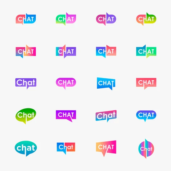 Ensemble Lettrage Chat Avec Logo Bulle Parler Parler Modèle Logo — Image vectorielle