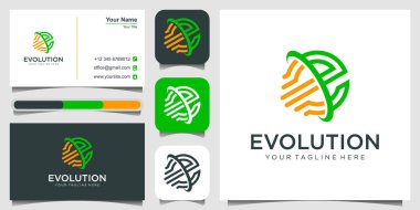 İlk harf E harfi logo tasarımı ve sürat elementi. Dijital teknolojinin evrimini simgeliyor. logo tasarımı ve iş kartı Premium Vektörü.