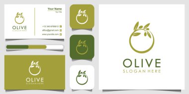 Zeytin yağı logosu vektör simgesi ve kartvizitleri