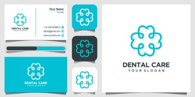 Health Dent Logo tasarım vektör şablonu, sembol ve doğrusal biçim oluşturur. Diş Kliniği Logotype konsept simgesi.