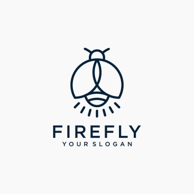 Firefly Logo tasarım şablonu. Vektör böcek logosu, imza ve sembol.