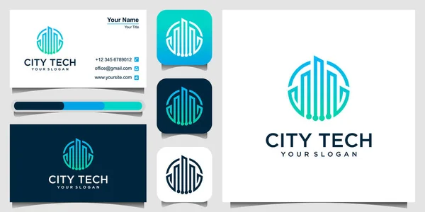 Modelo Símbolo Logotipo Cidade Tecnologia Vetor Projeto Emblema Conceito Projeto — Vetor de Stock