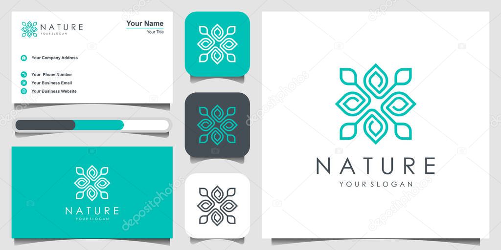 Flower logo design with line art style. logos can be used for Spa, Beauty salon, Decoration, Boutique. icon and business card