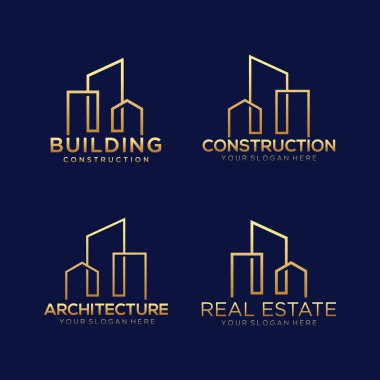 Logo tasarımı. Çizgi sanatı tarzında inşaat logosu tasarımı.