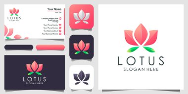 Lotus çiçeği logo vektör tasarımı. Yoga merkezi, spa, güzellik salonu logosu. logo tasarımı, simge ve kartvizit