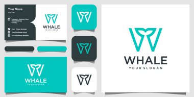Balina çizgili W harfi sanat logosu tasarımı ilhamı. Vektör grafik tasarım şablon ögesi. Şirket İş Kimliği için Grafik Sembolü.